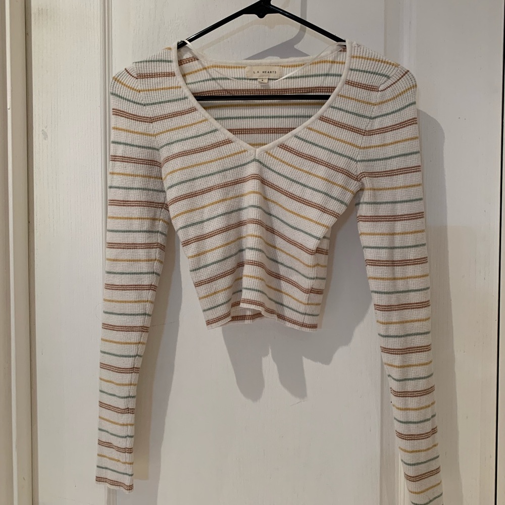 Striped cropped sweater top